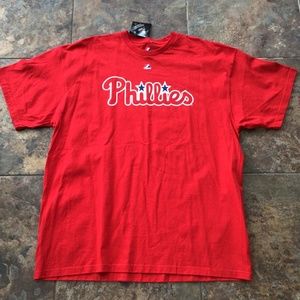 Phillies #46 Adam Morgan size 2XL red tee shirt, NWT